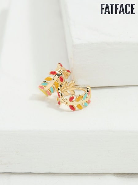 FatFace Enamel Leaf Huggie Hoop Earrings (AD7172) | ‏53‏₪