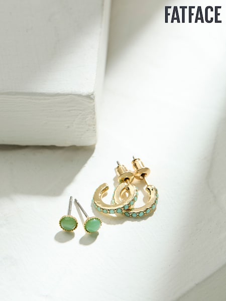 FatFace Green Stud and Hoop Earrings (AD7176) | €16.50