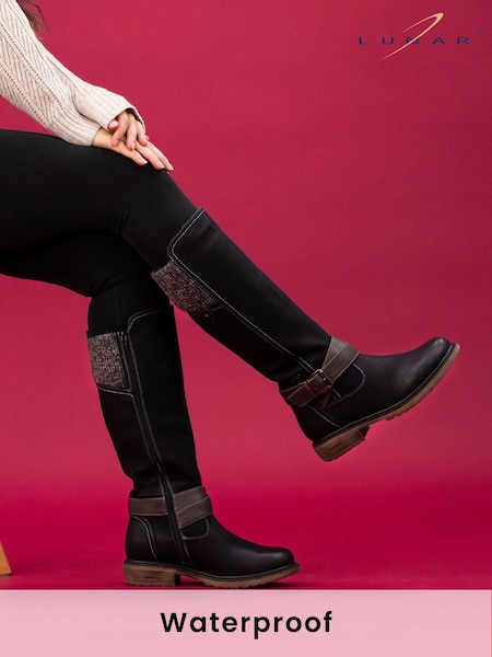 Negru - Lunar Vanna Waterproof Long Boots (AD7280) | 391 LEI
