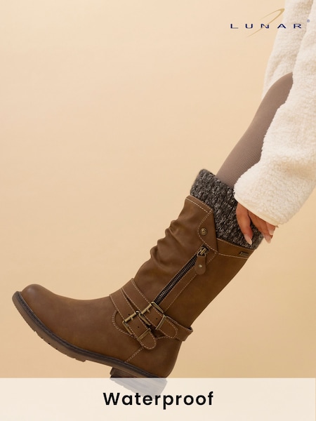 חום - Lunar Peyton Waterproof Boots (AD7297) | ‏377‏₪