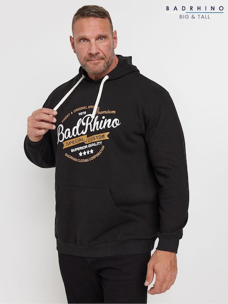 BadRhino Big & Tall Black Printed Hoodie (AD7353) | €42