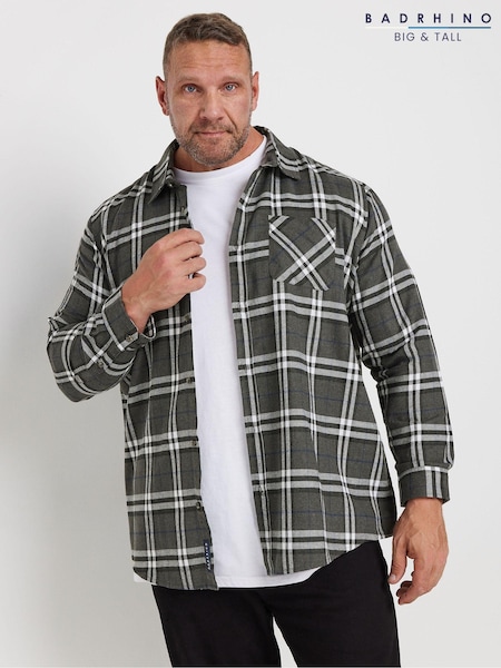 BadRhino Big & Tall Grey Longsleeve Checked Shirt (AD7373) | €36