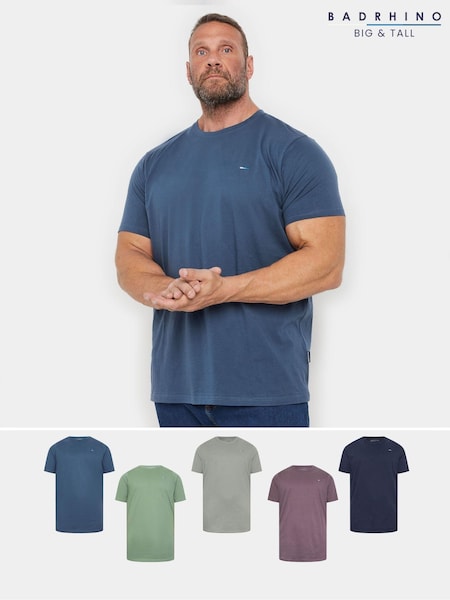 BadRhino Big & Tall Blue 100% Cotton T-Shirts 5 Pack (AD7378) | €69