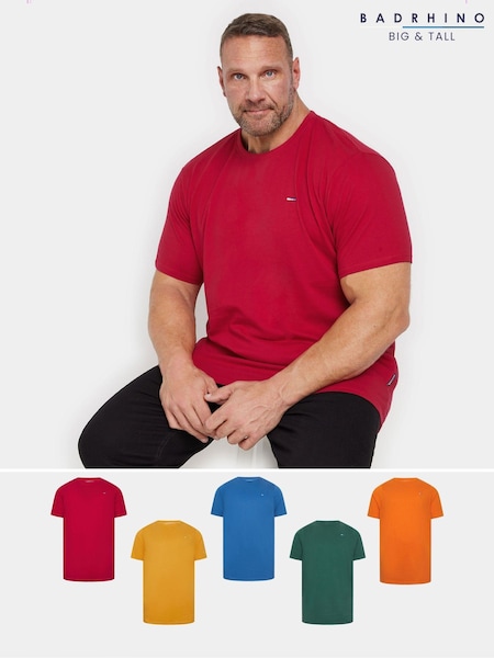 BadRhino Big & Tall Green Long 100% Cotton T-Shirts 5 Pack (AD7381) | €69
