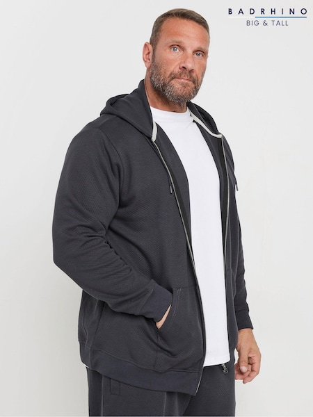 BadRhino Big & Tall Grey Dark Grey Diamond Zip Up Sweat Top (AD7385) | R$ 355