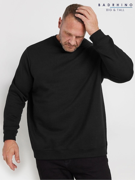 BadRhino Big & Tall Black Crew Neck Sweatshirt (AD7394) | AED175