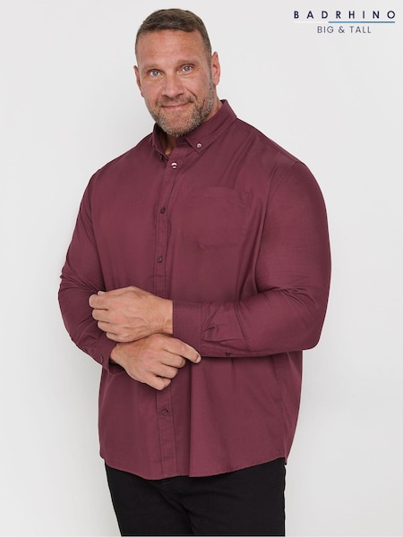 BadRhino Big & Tall Red Long Sleeve Oxford Shirt (AD7397) | 158 QAR