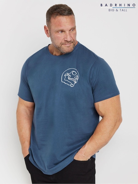 BadRhino Big & Tall Blue 100% Cotton Front Back Skull T-Shirt (AD7412) | €24