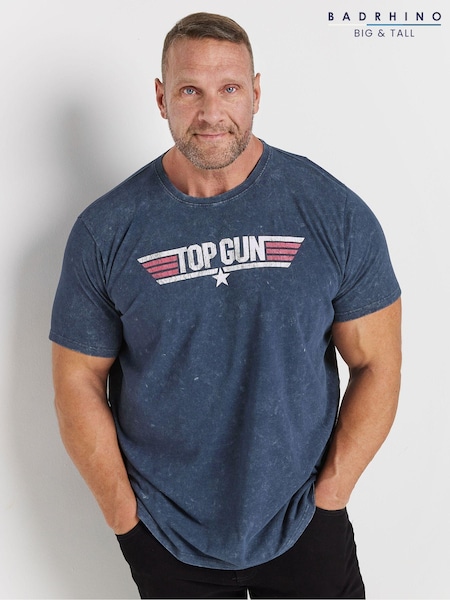 BadRhino Big & Tall Blue Acid Wash 100% Cotton Topgun T-Shirt (AD7424) | €34