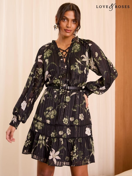 Love & Roses Floral Mini Dress (AD7513) | 307 LEI