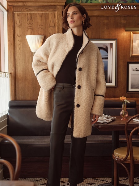 Love & Roses Borg Funnel Neck Coat (AD7529) | €59