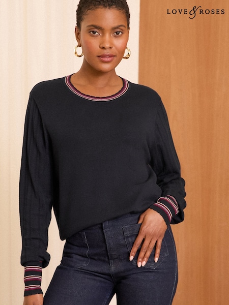 Love & Roses Fine Gauge Crew Neck Knitted Jumper (AD7611) | 177 LEI