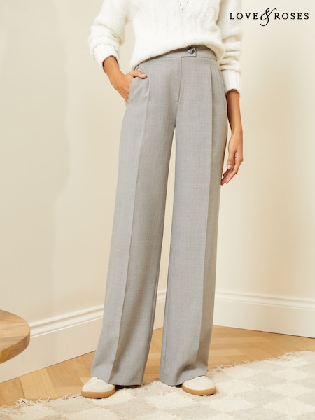 Gri - Croit Pantaloni largi cu talie înaltă Love &Roses (AD7697) | 298 LEI