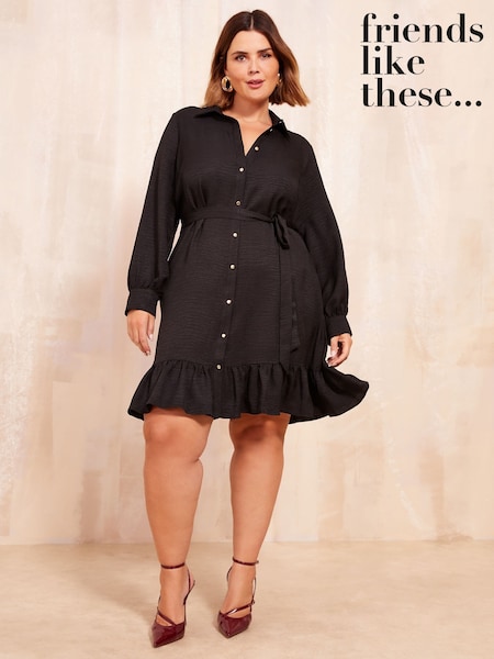 Friends Like These Black Mini Utility Shirt Dress (AD7714) | €64