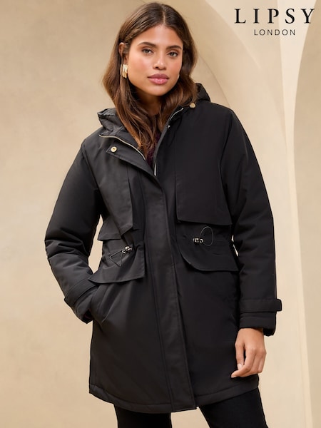 Lipsy Black Shower Resistant Parka Raincoat (AD7741) | kr1 660