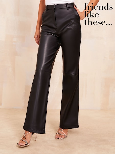 Friends Like These Black PU Tailored Wide Leg Trousers (AD7746) | €60