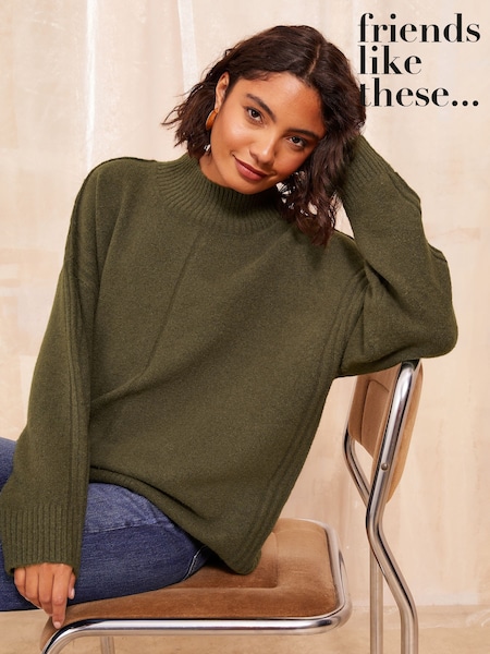 Friends Like These Green High Neck Curved Hem Jumper (AD7761) | €31