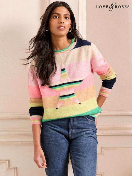 Love & Roses Rainbow Stripe Star Jumper (AD7885) | kr557