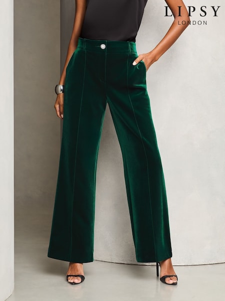 Lipsy Black Petite Velvet Wide Leg Trousers (AD7904) | €61.50
