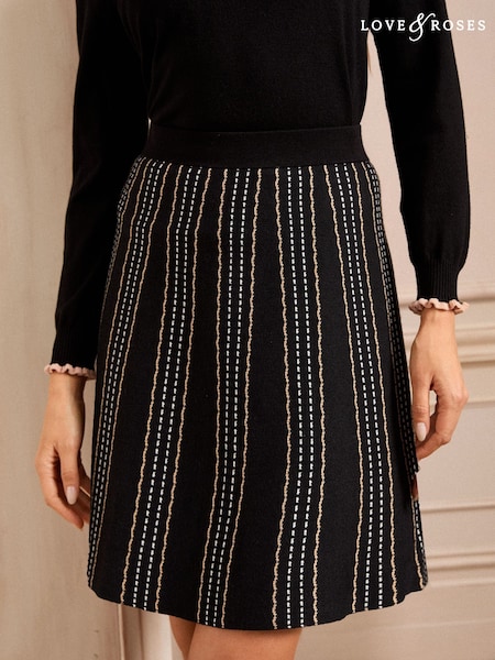 Love & Roses Compact Knitted Scallop A-Line Mini Skirt (AD7959) | 177 LEI