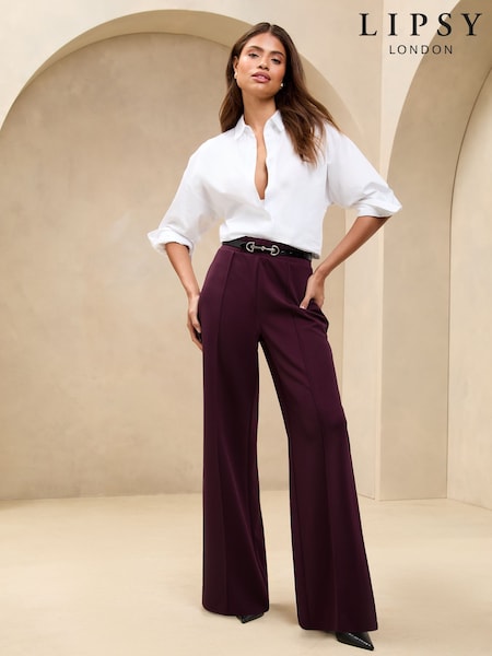 Lipsy Red Petite High Waist Wide Leg Tailored Trousers (AD7961) | €25