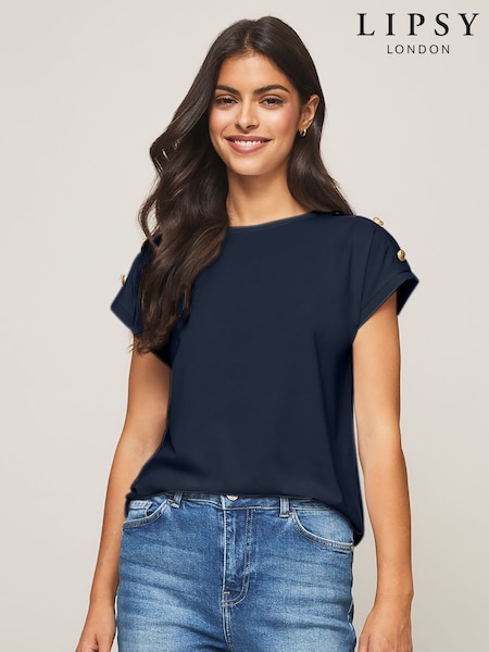 Lipsy Navy Blue Round Neck T-Shirt (AD8019) | 109 QAR