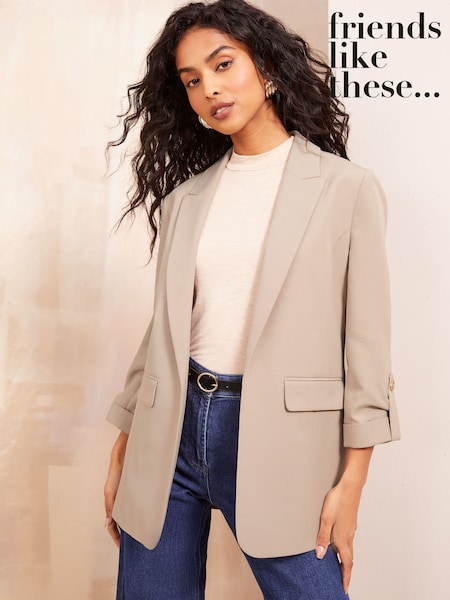 Neutral - Friends Like These Edge To Edge Tailored Sleeve Detail Blazer (AD8036) | kr930