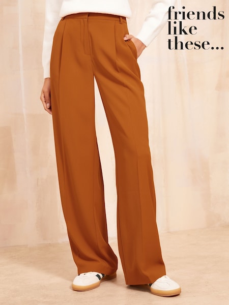 Friends Like These Orange Premium Elastic Back Tailored Wide Leg Trousers (AD8047) | €47