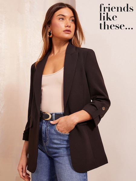Svart - Friends Like These Edge To Edge Tailored Sleeve Detail Blazer (AD8099) | kr930
