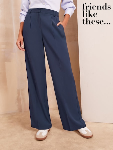 Friends Like These Navy Premium Elastic Back Tailored Wide Leg Trousers (AD8100) | €57