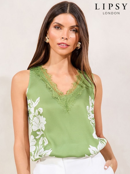 Lipsy Green Floral Satin Vest (AD8153) | 139 QAR