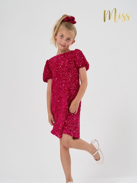Roz - Set rochie Miss Sequin Shift și scrunchie asortat (AD8204) | 283 LEI