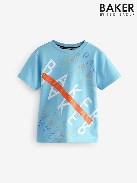 Baker by Ted Baker Blue Graphic 100% Cotton T-Shirt (AD8219) | R$ 160 - R$ 215