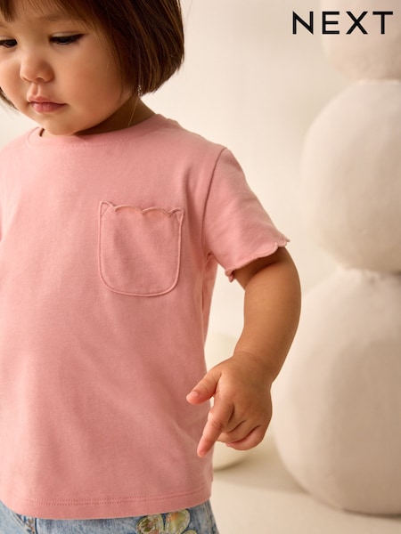 Pink 100% Cotton Print Short Sleeve Scallop T-Shirt (3mths-7yrs) (AD8240) | TRY 148 - TRY 222