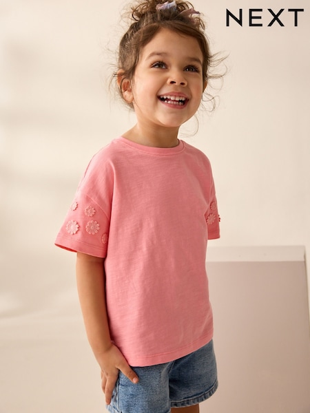 Pink Daisy Short Sleeve 100% Cotton T-Shirt (3mths-7yrs) (AD8241) | EGP240 - EGP360