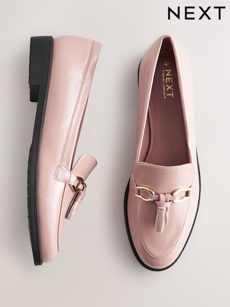 Rose Pink Forever Comfort® Patent Tassel Hardware Detail Slim Loafers (AD8267) | €54