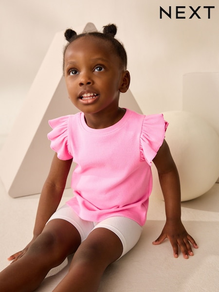 Pink Frill Shoulder Ribbed Vest (3mths-7yrs) (AD8284) | 124 UAH - 206 UAH