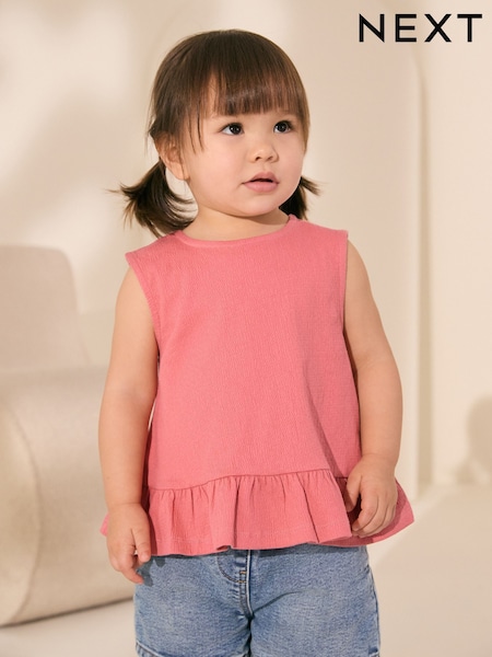 Coral Pink Peplum Textured Vest (3mths-7yrs) (AD8288) | €6 - €8