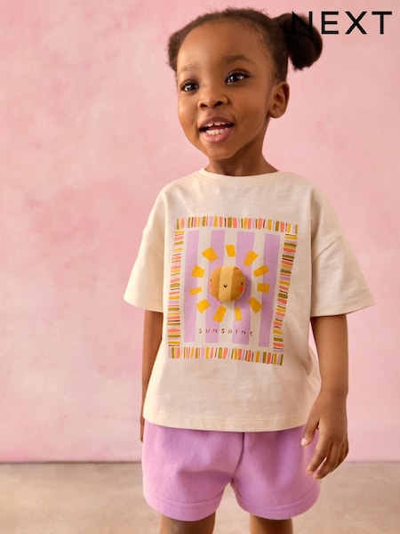 Ecru Padded Sun Character Short Sleeve T-Shirt (3mths-7yrs) (AD8302) | €8 - €11
