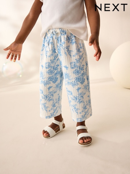 כחול פרחוני - Textured Wide Leg Trousers (3mths-7yrs) (AD8334) | ‏29‏₪ - ‏38‏ ₪
