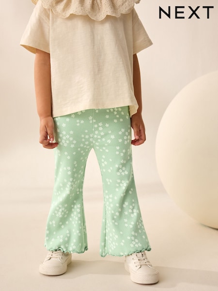 Green Ditsy Floral Rib Flare Leggings (3mths-7yrs) (AD8335) | kr84 - kr117