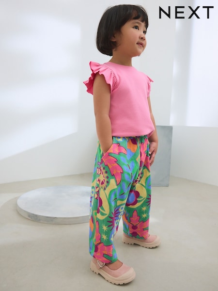 הדפס טרופי ירוק - Textured Barrel Leg Trousers (3mths-7yrs) (AD8336) | ‏29‏₪ - ‏38‏ ₪