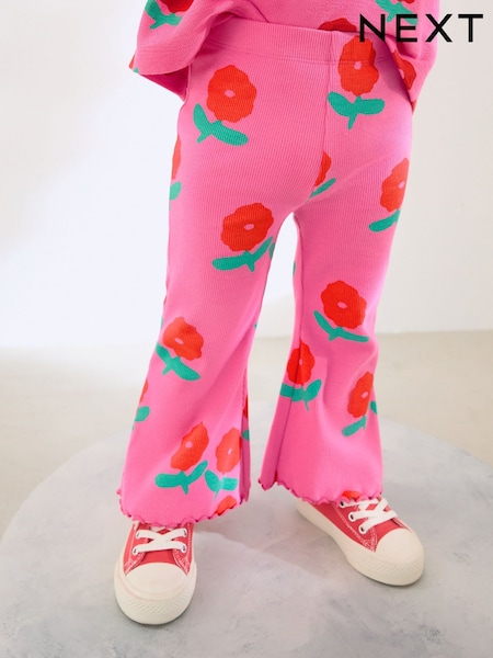Pink/Red Flower Rib Flare Leggings (3mths-7yrs) (AD8342) | R$ 50 - R$ 70