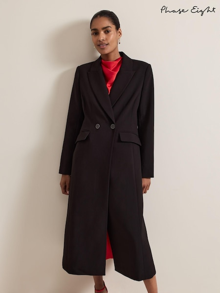 Phase Eight Black Maya Crepe Coat (AD8347) | €206