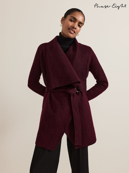 Phase Eight Burgundy Red Lana Drape Knit Coat (AD8350) | €60