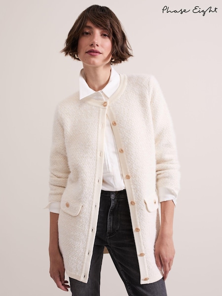 Phase Eight Cream Laci Boucle Coatigan (AD8363) | €71