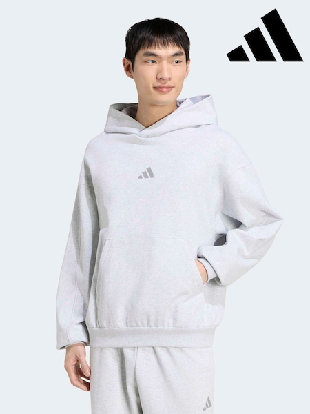 Grey - Regular Adidas Kit Small Logo Hoodie
