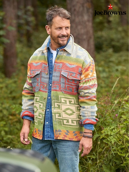 Joe Browns Green Autumnal Print Long Sleeve Overshirt (AD8396) | R$ 590