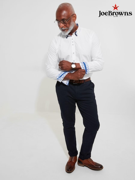 Joe Browns White 100% Cotton Smart Button Down Triple Collared Long Sleeve Shirt (AD8404) | €62