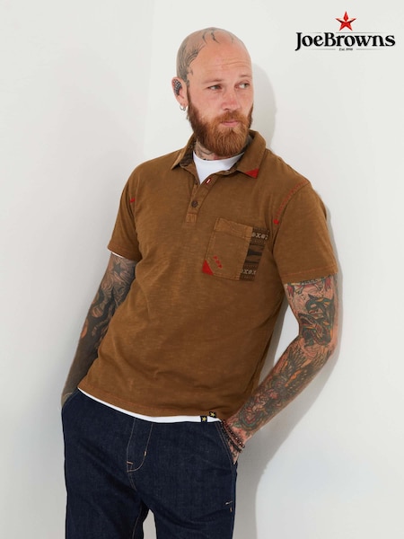 Joe Browns Brown Customised Hand-Stitched Classic Short Sleeve Polo Top (AD8411) | €27